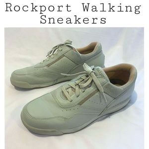 Rockport Walking  Lace-Up Sneakers in Cream Leather in a Size 10.5 Med Wide